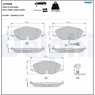 Комплект гальмівних колодок з 4 шт. дисків Delphi LP2698 (фото 1)