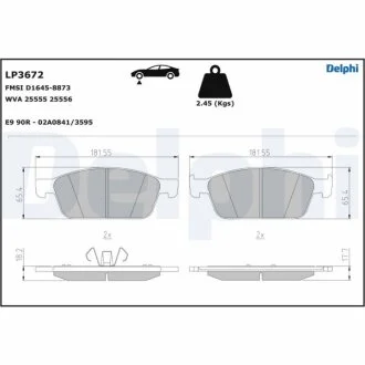 Комплект гальмівних колодок з 4 шт. дисків Delphi LP3672