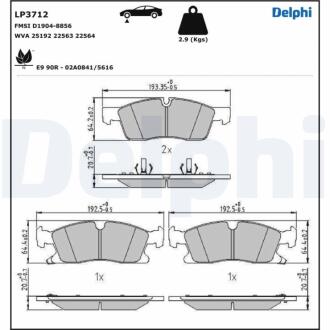 Комплект гальмівних колодок з 4 шт. дисків Delphi LP3712
