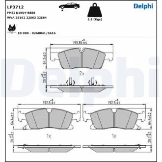 Комплект гальмівних колодок з 4 шт. дисків Delphi LP3712