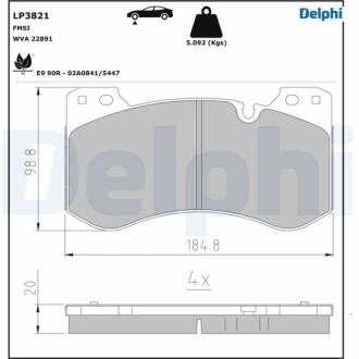Комплект гальмівних колодок з 4 шт. дисків Delphi LP3821
