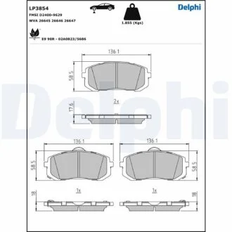 Комплект гальмівних колодок з 4 шт. дисків Delphi LP3854