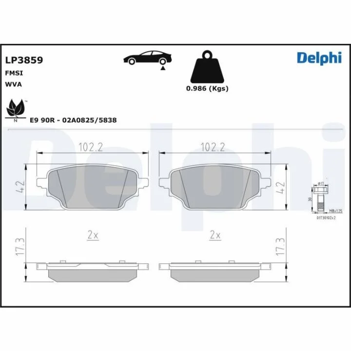 Комплект гальмівних колодок з 4 шт. дисків Delphi LP3859 (фото 1)