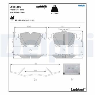 Комплект гальмівних колодок з 4 шт. дисків Delphi LP5011EV