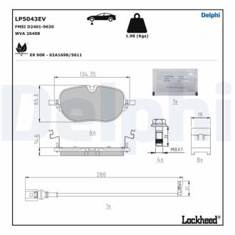 Комплект гальмівних колодок з 4 шт. дисків Delphi LP5043EV