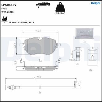 Комплект гальмівних колодок з 4 шт. дисків Delphi LP5046EV