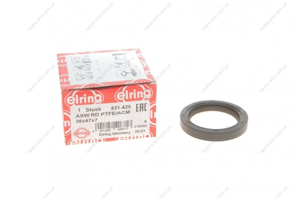 САЛЬНИК FRONT RENAULT K9K 35X47X7 ASW PTFE / ACM (вир-во Elring) ELRING 431.420 (фото 1)