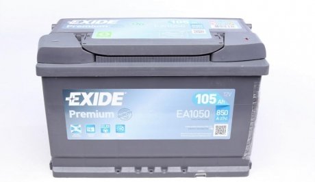АКБ 6СТ-105 R+ (пт850) (необслуж)(315х175х205) Premium EXIDE EA1050