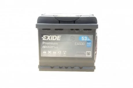 Акумулятор 53Ah-12v PREMIUM(207х175х190),R,EN540 !КАТ. -10% EXIDE EA530