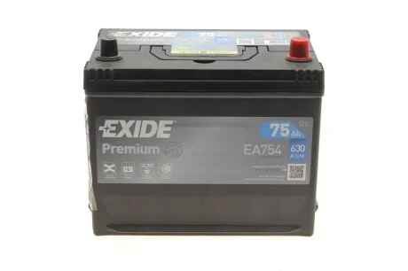 Акумулятор 75Ah-12v PREMIUM (267х172х220),R,EN630 EXIDE EA754