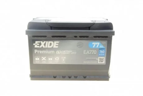 Акумулятор 77Ah-12v PREMIUM(278х175х190),R,EN760 EXIDE EA770