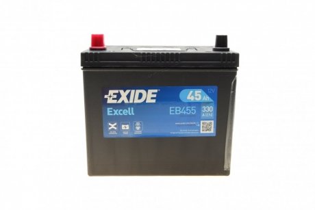 Акумулятор 45Ah-12v EXCELL(234х127х220),L,EN330 Азия тонк.клеммы !КАТ. -10% EXIDE EB455 (фото 1)