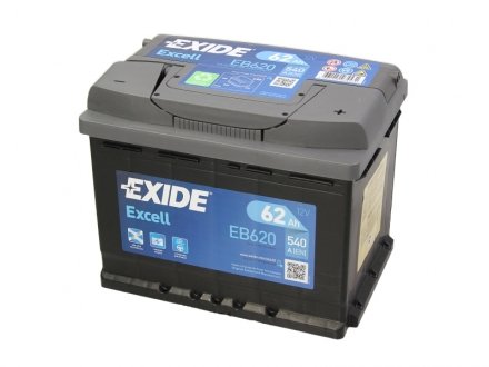 Акумулятор 62Ah-12v EXCELL(242х175х190),R,EN540 EXIDE EB620 (фото 1)