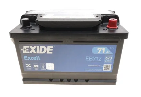 АКБ 6СТ-71 R+ (пт670) (необслуж) (низкий) EXCELL EXIDE EB712