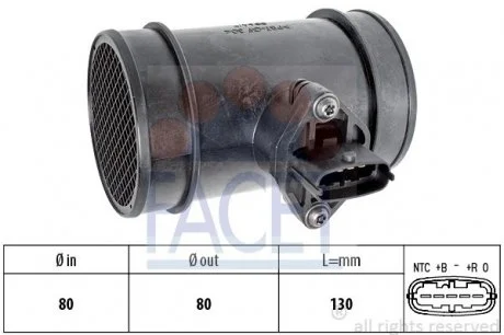 Витратомір повітря (5 конт.) JUMPER/ DUCATO 2.2-3.2 97-  Facet FACET 10.1034
