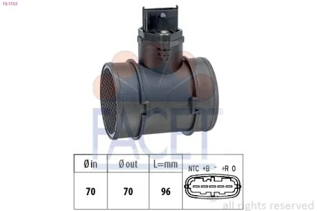 Расходомер воздуха (5 конт.) Combo 1.7Di/DTi 01- (48/55kw)  FACET 10.1155