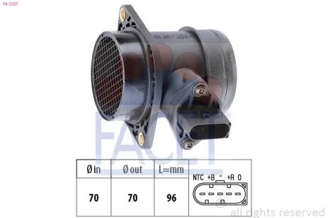 Расходомер воздуха (5 конт.) VW T5/Golf IV 1.6-4.2 95-15 FACET 10.1221
