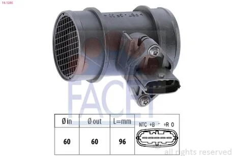 Расходомер воздуха (5 конт.) OPEL Combo, Astra H 1.0/1.2/1.4 03-  FACET 10.1285