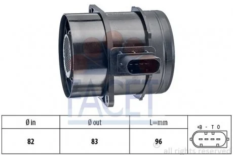 Расходомер воздуха MB Sprinter/VW Crafter 2.1D/2.5D/3.0D 05-  FACET 10.1359
