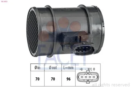 Расходомер воздуха (4 конт.) Doblo/Combo 10- 1.3/1.6/2.0D/Ducato 2.3D 06- FACET 10.1413
