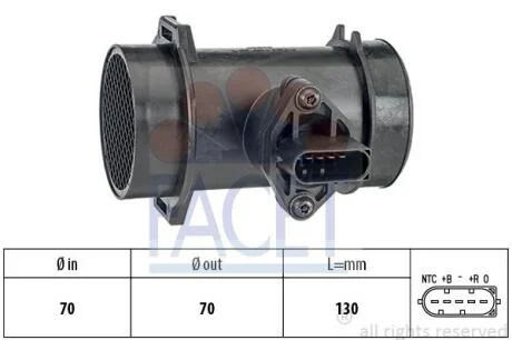 Расходомер воздуха (MAF) Mercedes-Benz C, E, Sprinter, Vito (93-)/SsangYong Kora FACET 10.1442