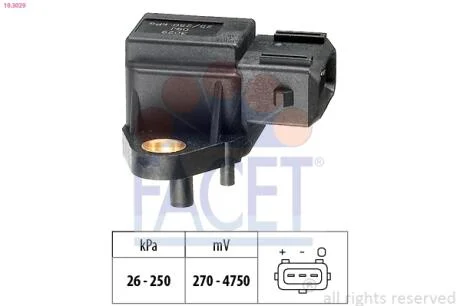 Датчик тиску наддуву (3 конт.) BMW 3(E36)/5(E34,E39)/7(E38) 2.5D 91-07  Facet FACET 10.3029