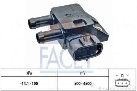 Датчик тиску вихлопних газів Hyundai H-1 II 2.5 CRDi (09-) Facet FACET 10.3284