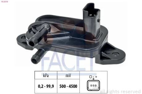 Датчик тиску вихлопних газів Scudo/Peugeot 206,EXPERT 1.6D/2.0D/2.2D 99- Facet FACET 10.3316