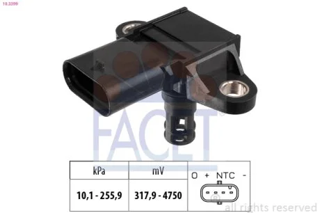 Датчик давления наддува (MAP) BMW 1 (07-), 3 (06-), 5 (10-), X3 (13-), X5 (12-) FACET 103399