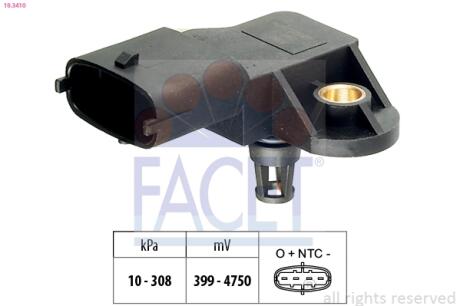 Датчик тиску вихлопних газів Suzuki Swift/SX4/Vitara 1.0/1.4i (13-) FACET 10.3410