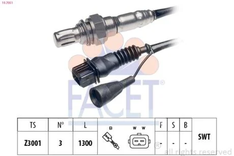 Датчик кислорода (лямбда-зонд) (3 пров., 710mm) AUDI 100/80/A6/VW PASSAT 1.8-4.2 85-99 FACET 10.7051