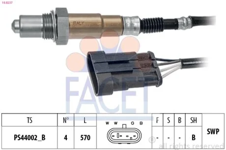 Датчик кислорода (лямбда-зонд) Fiat 500 (08-)/Opel Combo D (12-) 1.4i (10.8237) FACET 108237