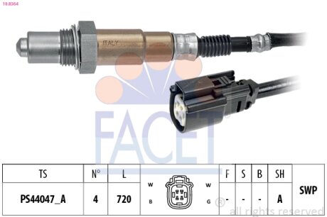 Датчик кислорода (лямбда-зонд) нижний Ford Focus III (10-) 2.0 Gdi (10.8364) Fac FACET 108364