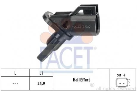 Датчик ABS передній (лівий/правый) Ford Mondeo III 1.8 16V-3.0 V6 24V (00-09)  Facet FACET 21.0001