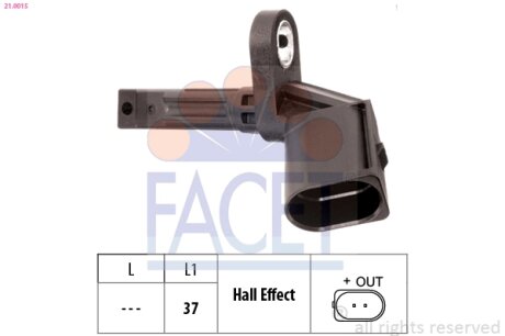 Датчик ABS (передний правый, задний левый) Audi A4, A5, A6, A7, Q5 (07-) (21.001 FACET 210015