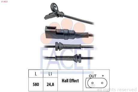 Датчик ABS Ford FOCUS 1.4-2.0 98-04 передній Л/Пр  FACET 21.0023
