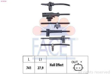 Датчик ABS передній Ford Courier 14-> FACET 21.0124