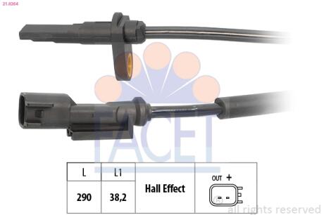 Датчик ABS передній Ford Transit (13-), Transit Custom (12-) (21.0264) FACET 210264