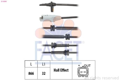 Датчик ABS (передний) Opel Grandland (17-)/Peugeot 3008, 5008 (16-) (21.0265) Fa FACET 210265