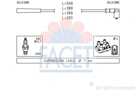 Провода высоковольтные Renault Logan i 1.4 (04-), Sandero/Stepway i 1.4 (09-) FACET 4.7252