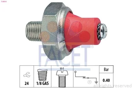 Датчик тиску олії Subaru Forester, Impreza, Outback (08-) 2.0i, 2.5i (7.0014) FACET 70014