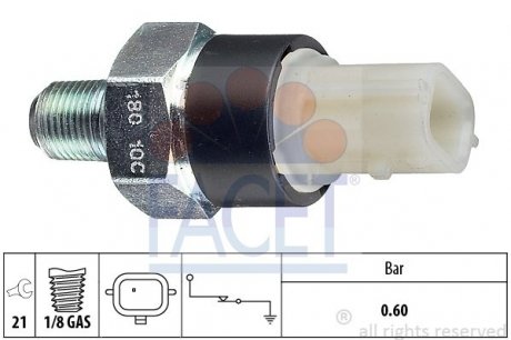 Датчик давления масла Dacia Dokker 1.2 tce (12-) FACET 7.0180 (фото 1)
