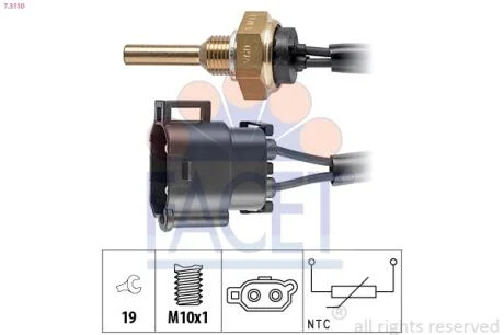 Датчик температури Renault Laguna I / Volvo 850/960/C70 1.6-3.0 90-04  Facet FACET 7.3110