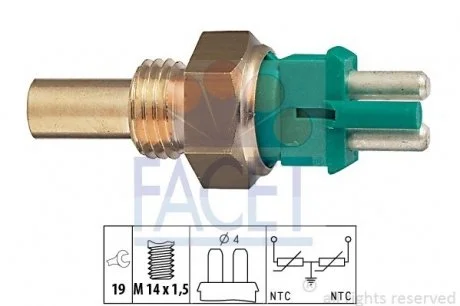 Датчик температури OM602 (2-фішки) зелений/LT II 2.8TDI Facet FACET 7.3140
