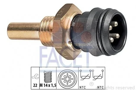 Датчик температуры MB W201/W124/ W126/W140 1.8-5.5 82-01  FACET 7.3151