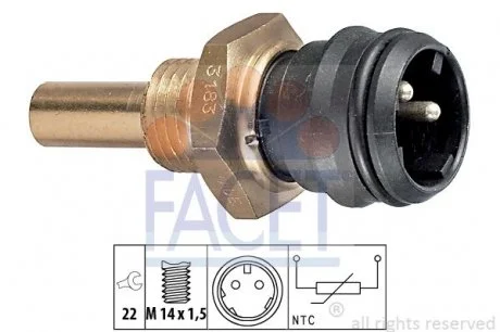 Датчик температуры OM602 (2-фішки) чорний  FACET 7.3183