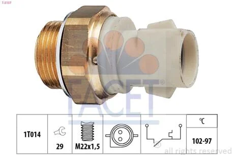 Датчик включения вентилятора Ford Escort/Fiesta/Focus/Orion/Scorpio/Sierra 1.1-3.0 82-04  FACET 7.5137