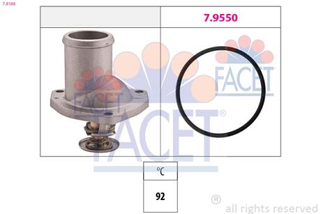 Термостат Opel Ascona C/Kadett E/Omega A/Vectra A 1.8-2.0 82-02 (92C) з прокладкою FACET 7.8188