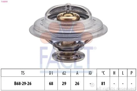 Термостат Renault Trafic/ VW Golf 2.1-2.3 D/TD/i 80- (82 C)  FACET 7.8250S