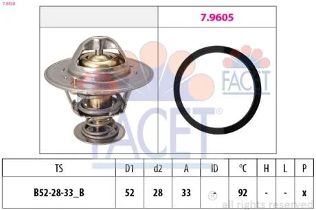 Термостат Ford Connect 1.0 EcoBoost 13->  FACET 7.8928